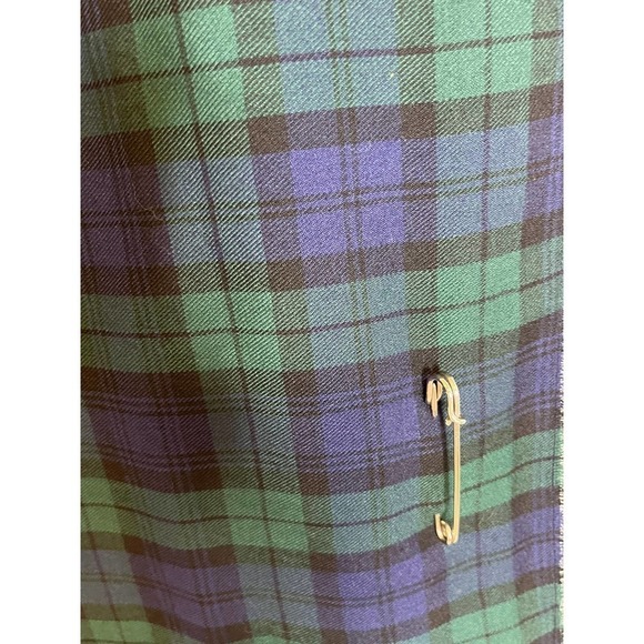 Academia Highland Home Industries Pleated Tartan Green Blue Vintage Skirt - Picture 5 of 6